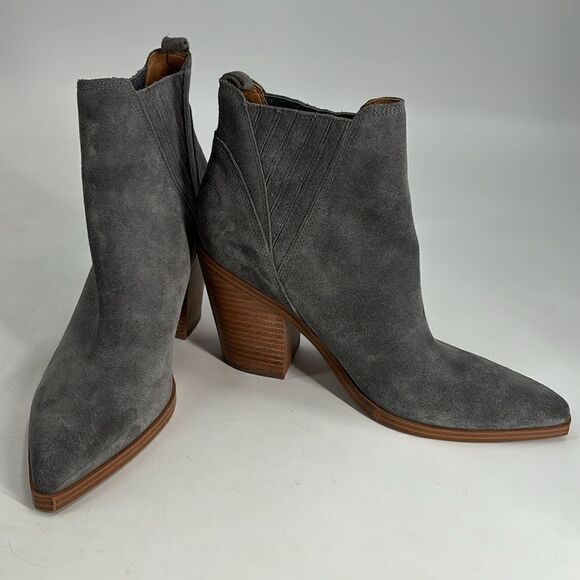 Marc Fisher Gray Suede Pointy Toe Bootie Size 9.5 Cowboy Boots - Picture 11 of 11